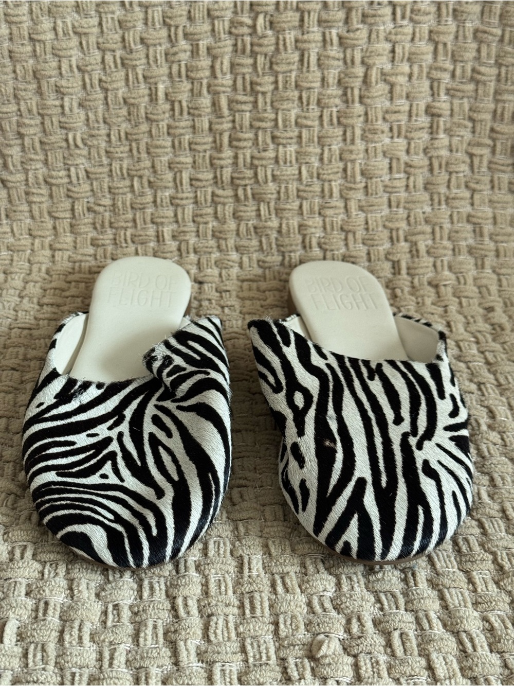 Zebra-Print Slip-On Mules in Black & White